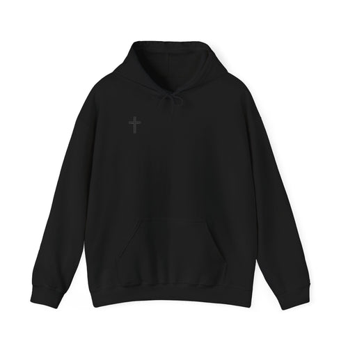 Cross Minimalist Hoodie — Small Chest Cross Religious Pullover