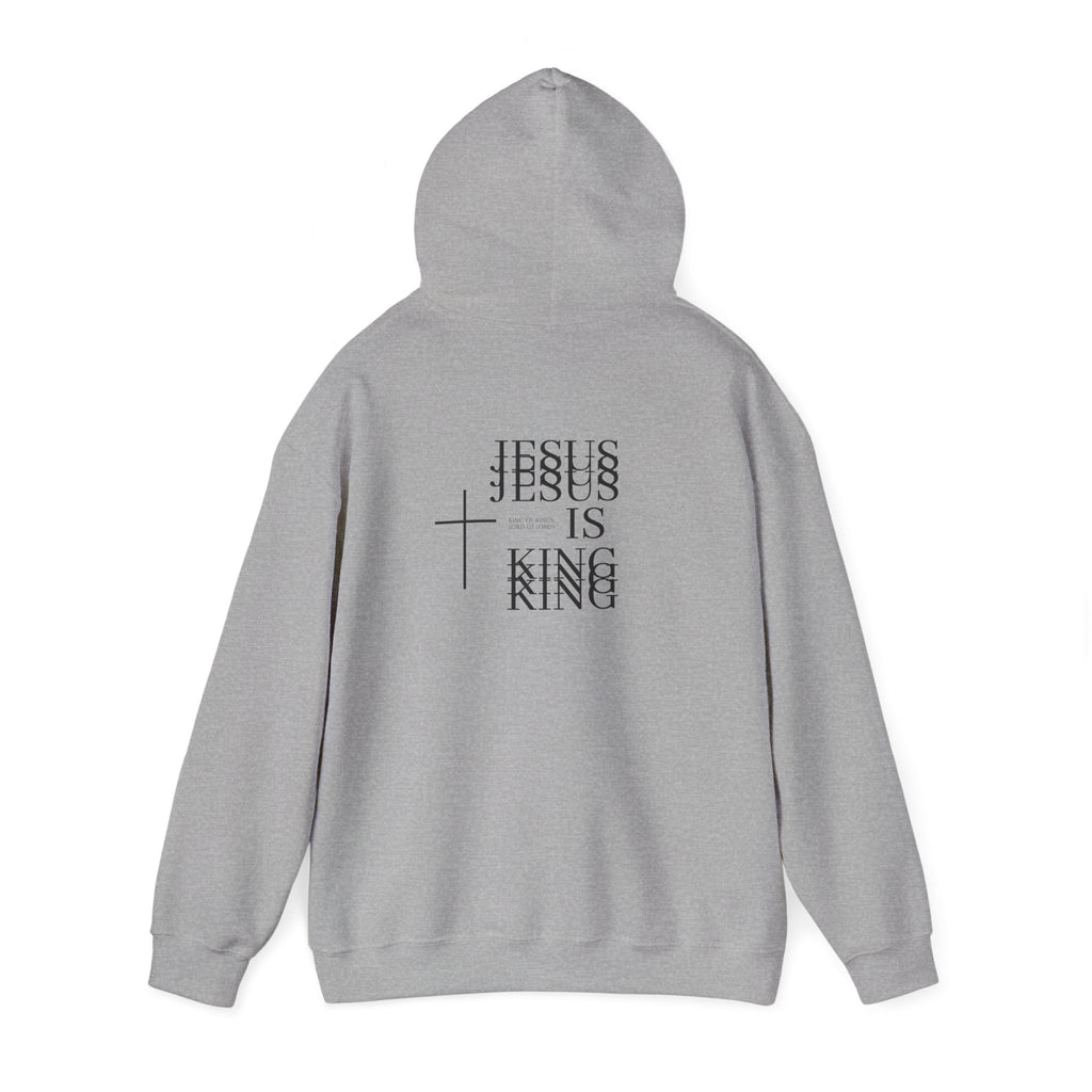 Jesus Is King Hoodie — Minimal Cross Christian Faith Sweatshirt