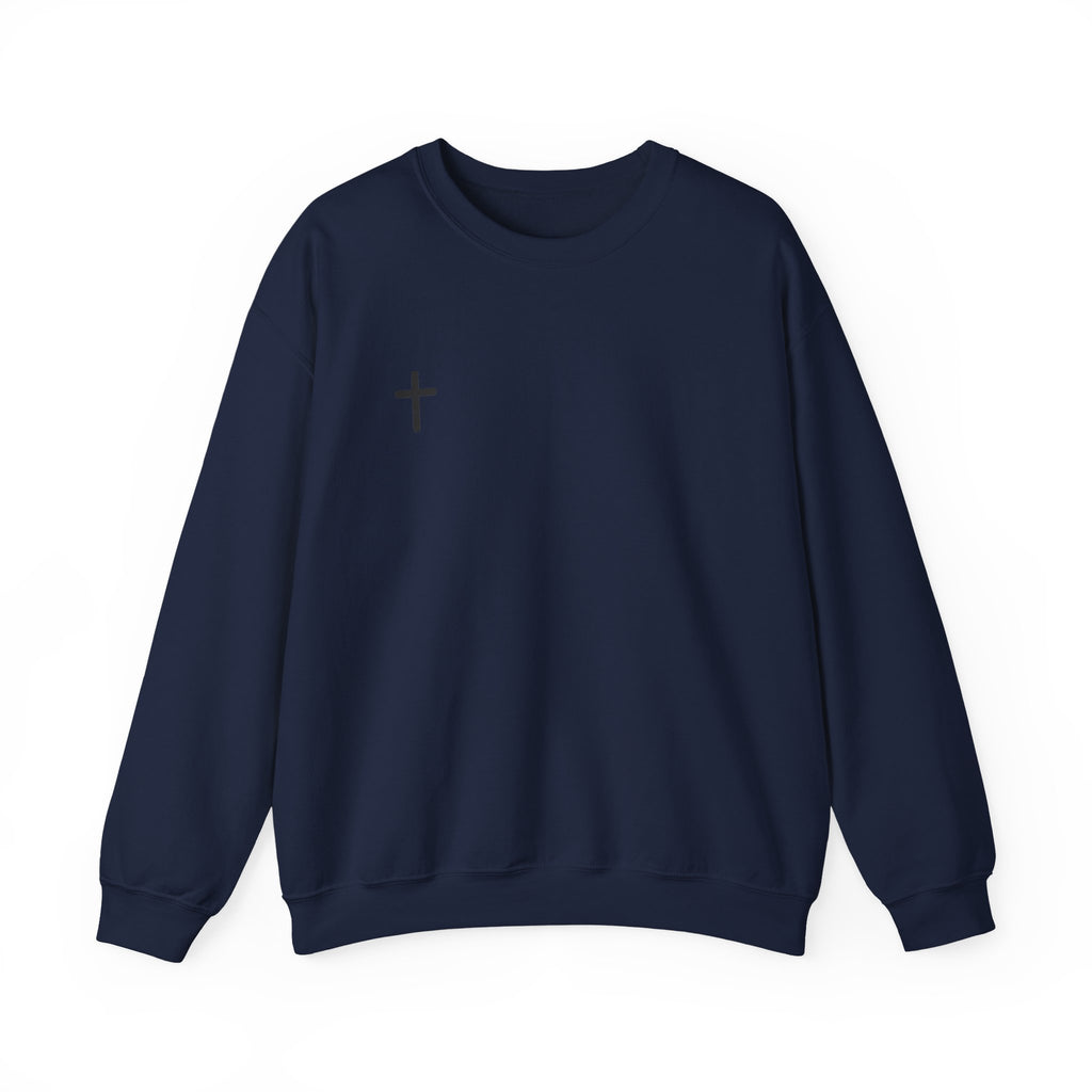 Cross Chest Crewneck Sweatshirt - Minimal Small Cross Christian Pullover