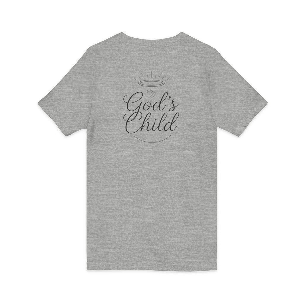 God's Child V-Neck Tee — Minimal Cross Christian Faith T-Shirt