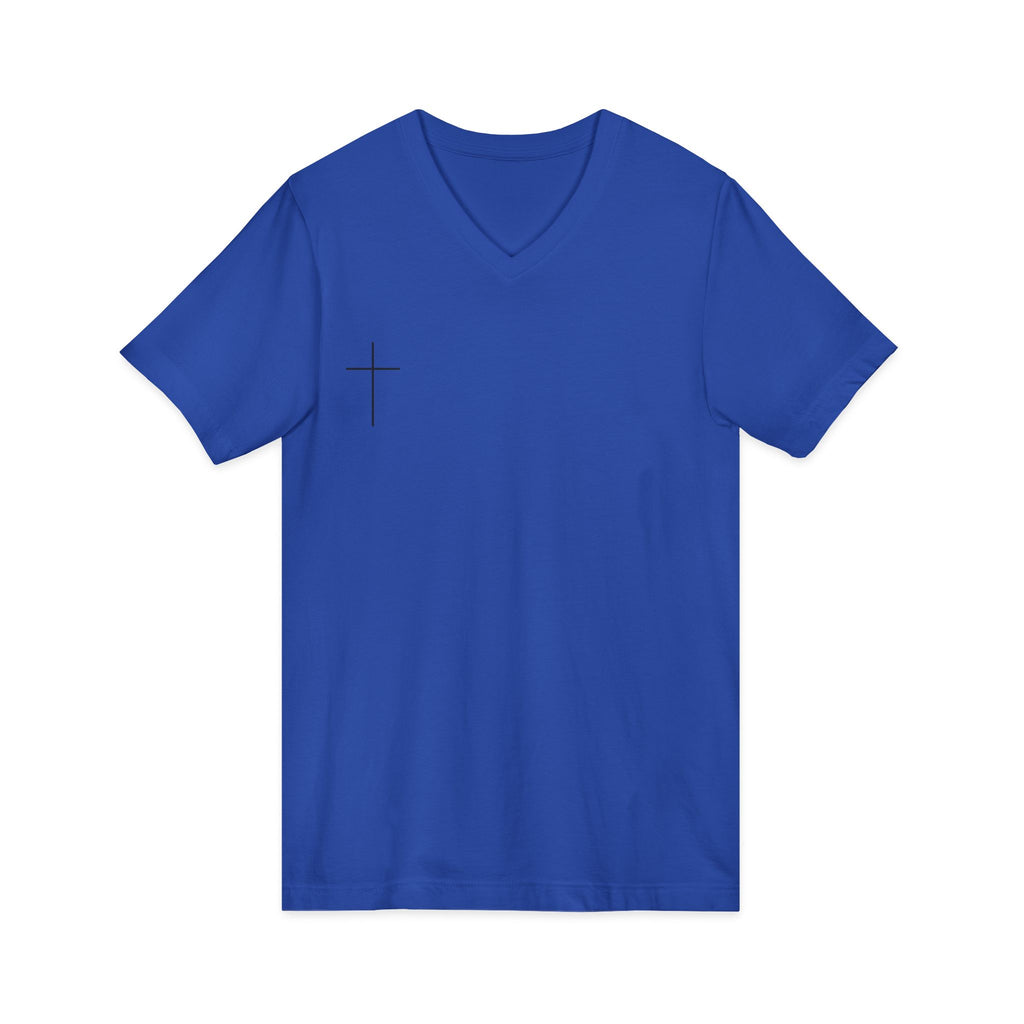 God's Child V-Neck Tee — Minimal Cross Christian Faith T-Shirt