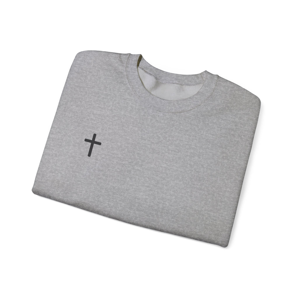Cross Chest Crewneck Sweatshirt - Minimal Small Cross Christian Pullover
