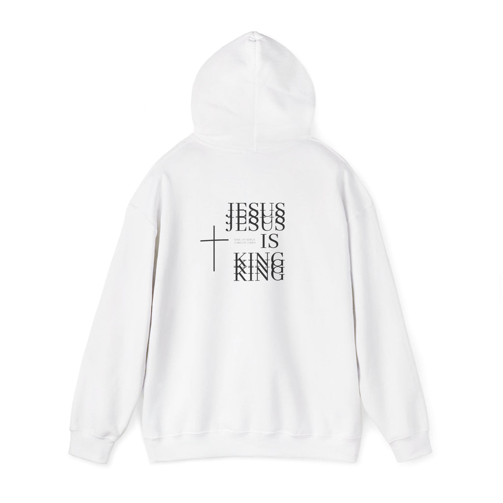 Jesus Is King Hoodie — Minimal Cross Christian Faith Sweatshirt