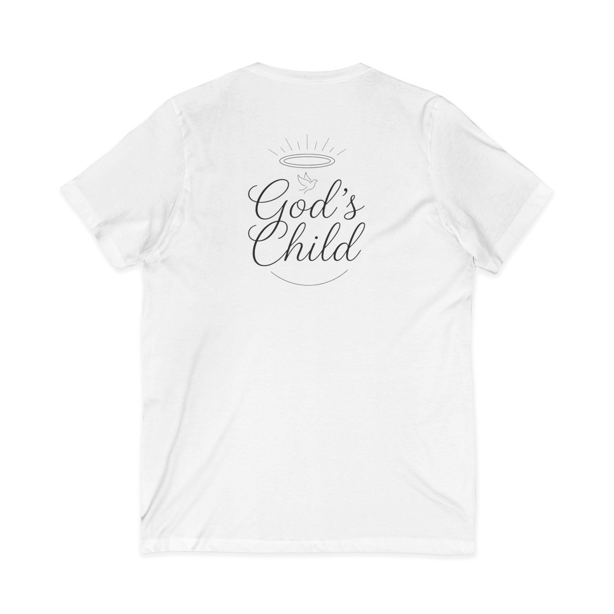 God's Child V-Neck Tee — Minimal Cross Christian Faith T-Shirt