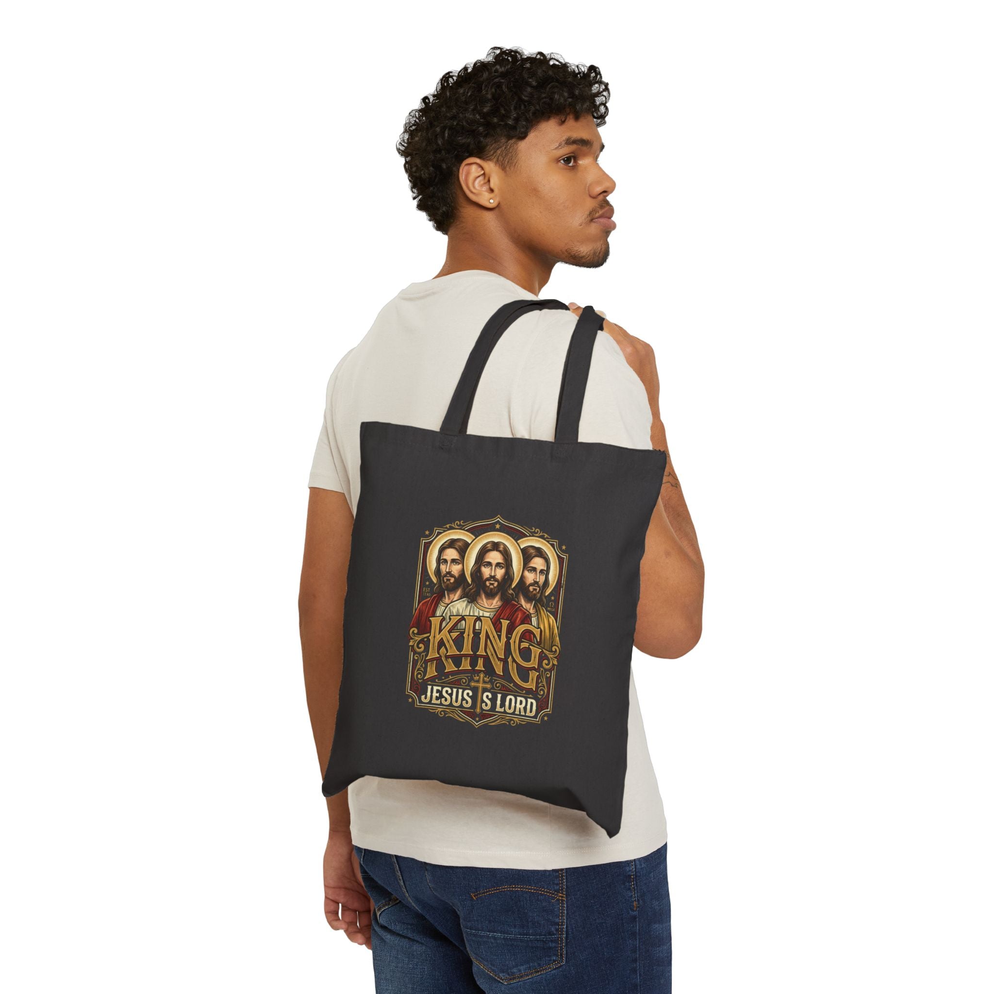 Canvas Tote Bag with Minimal Cross Accent — Simple Religious Everyday Shopper