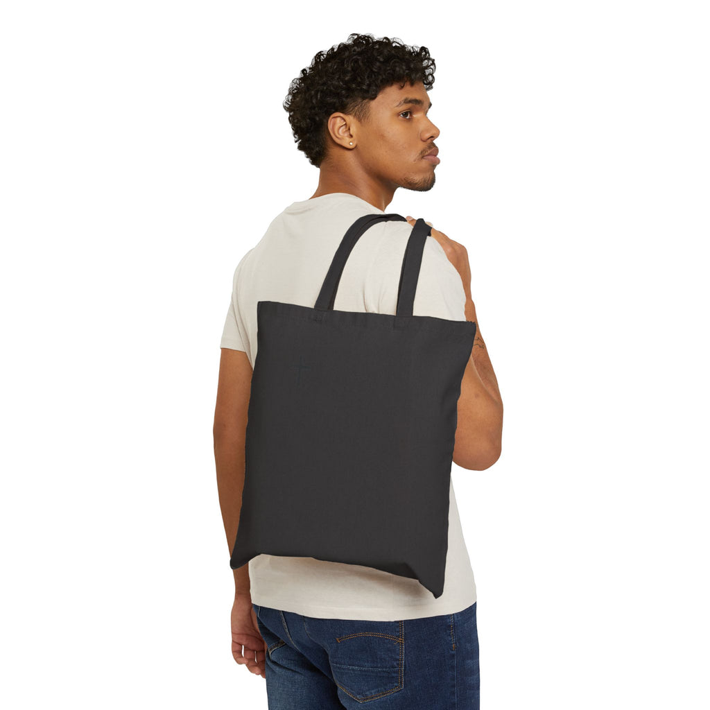 Canvas Tote Bag with Minimal Cross Accent — Simple Religious Everyday Shopper
