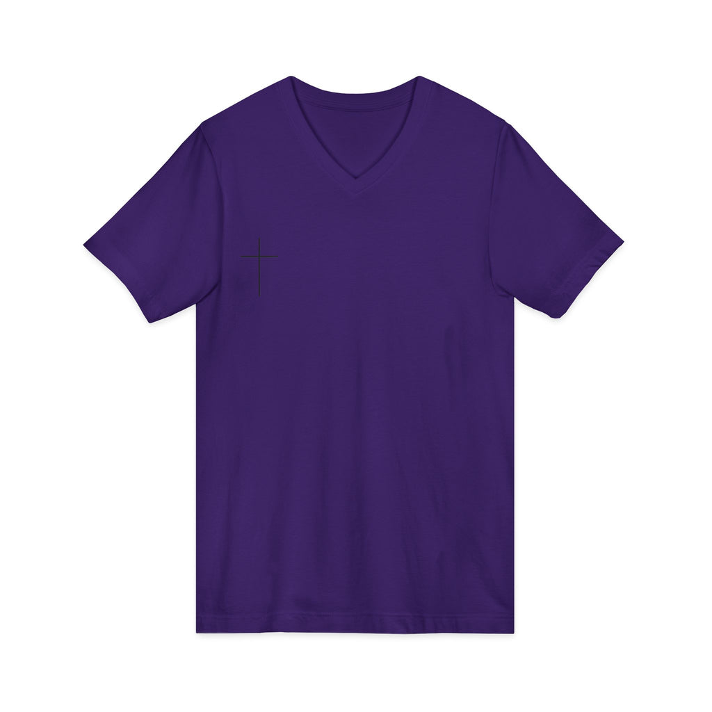 God's Child V-Neck Tee — Minimal Cross Christian Faith T-Shirt