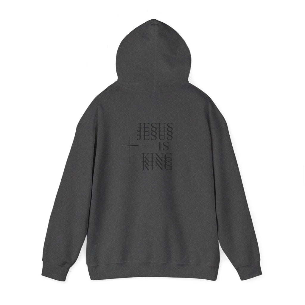 Jesus Is King Hoodie — Minimal Cross Christian Faith Sweatshirt