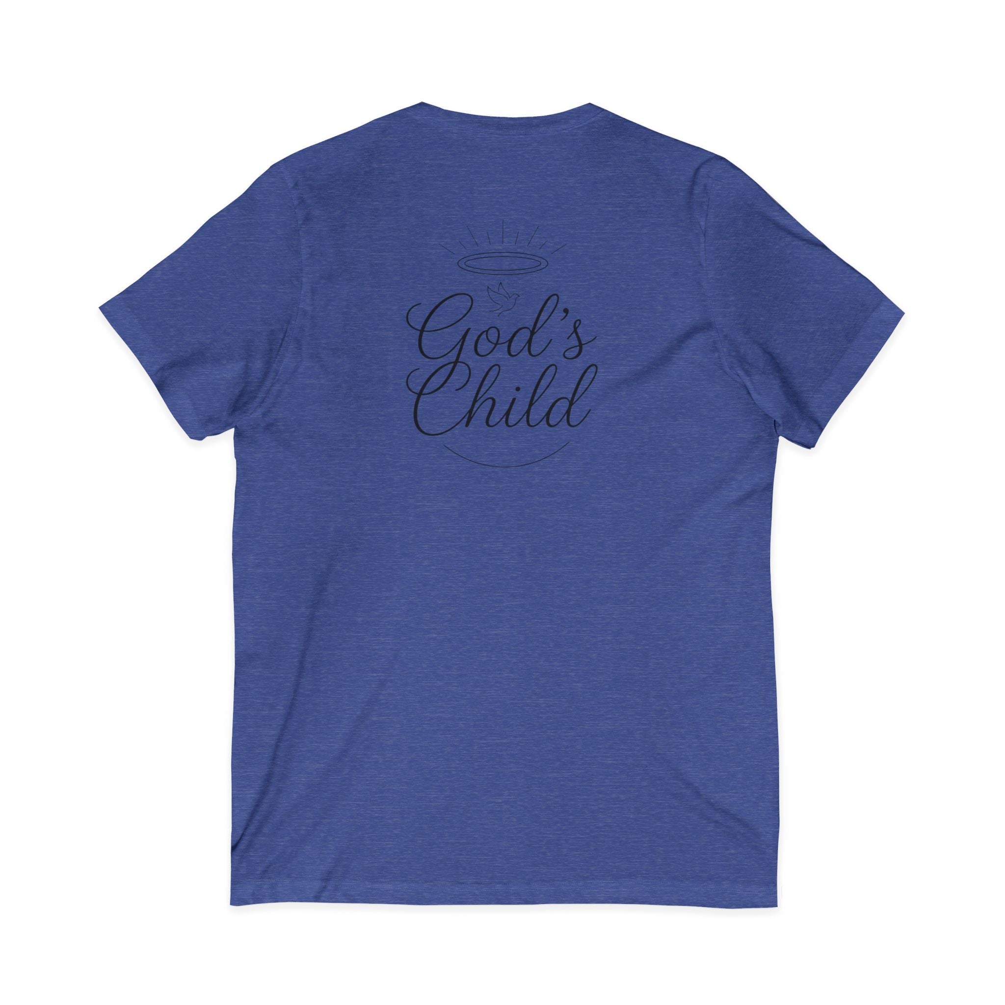 God's Child V-Neck Tee — Minimal Cross Christian Faith T-Shirt