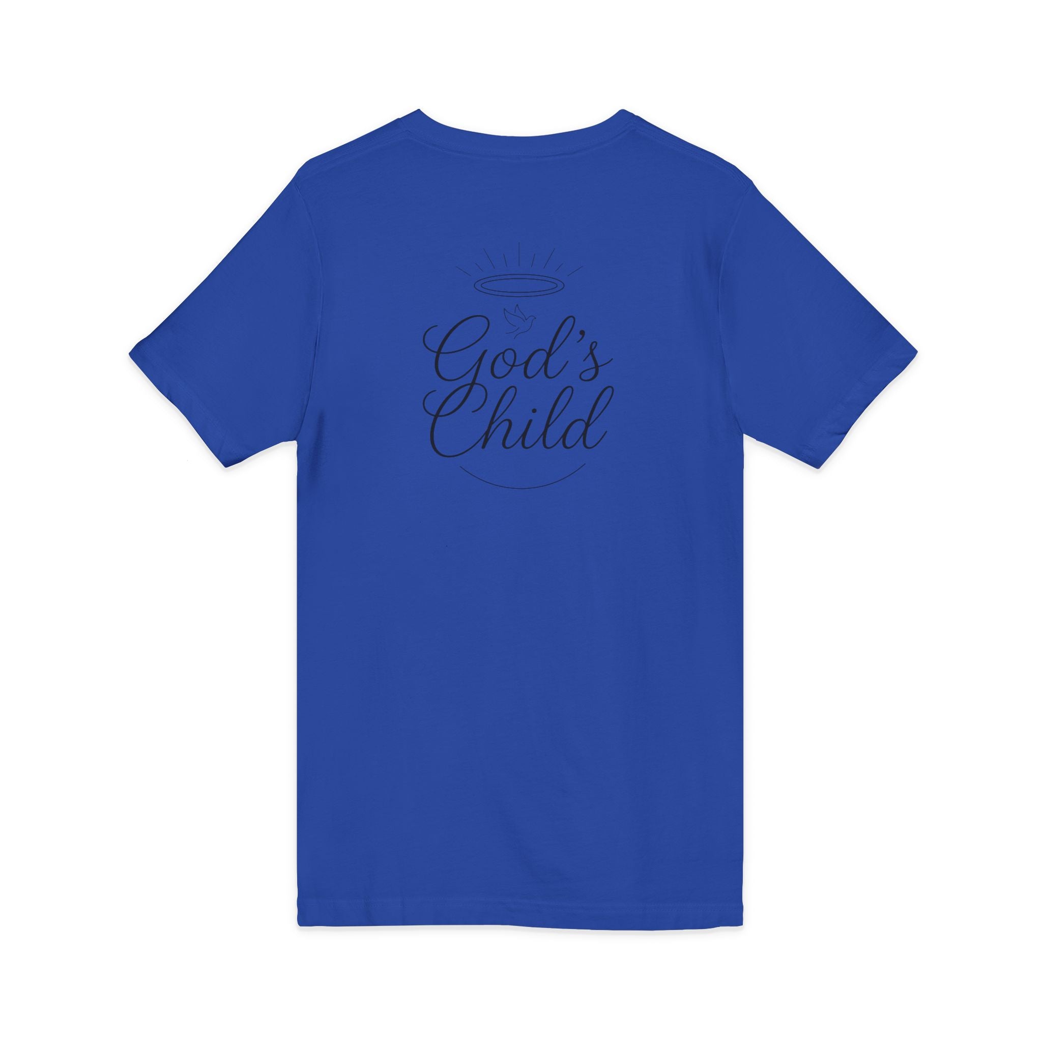 God's Child V-Neck Tee — Minimal Cross Christian Faith T-Shirt