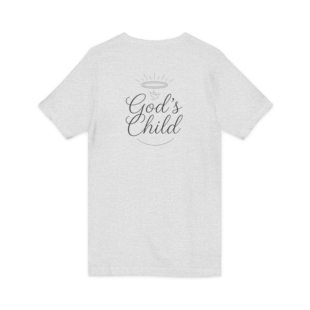 God's Child V-Neck Tee — Minimal Cross Christian Faith T-Shirt