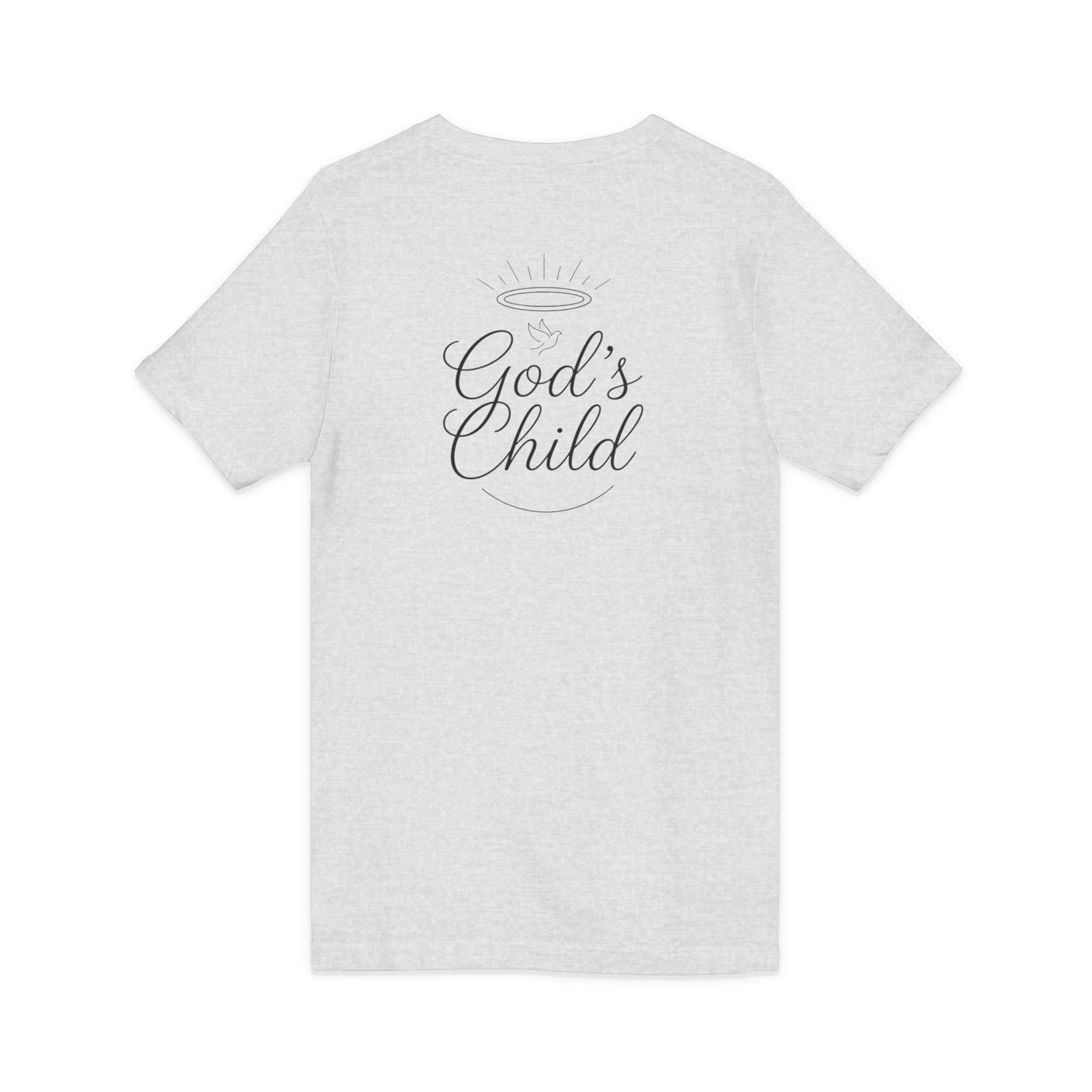 God's Child V-Neck Tee — Minimal Cross Christian Faith T-Shirt