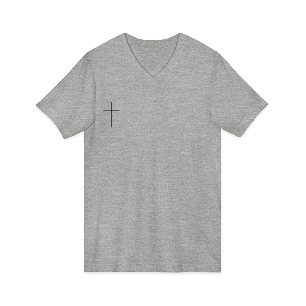 God's Child V-Neck Tee — Minimal Cross Christian Faith T-Shirt