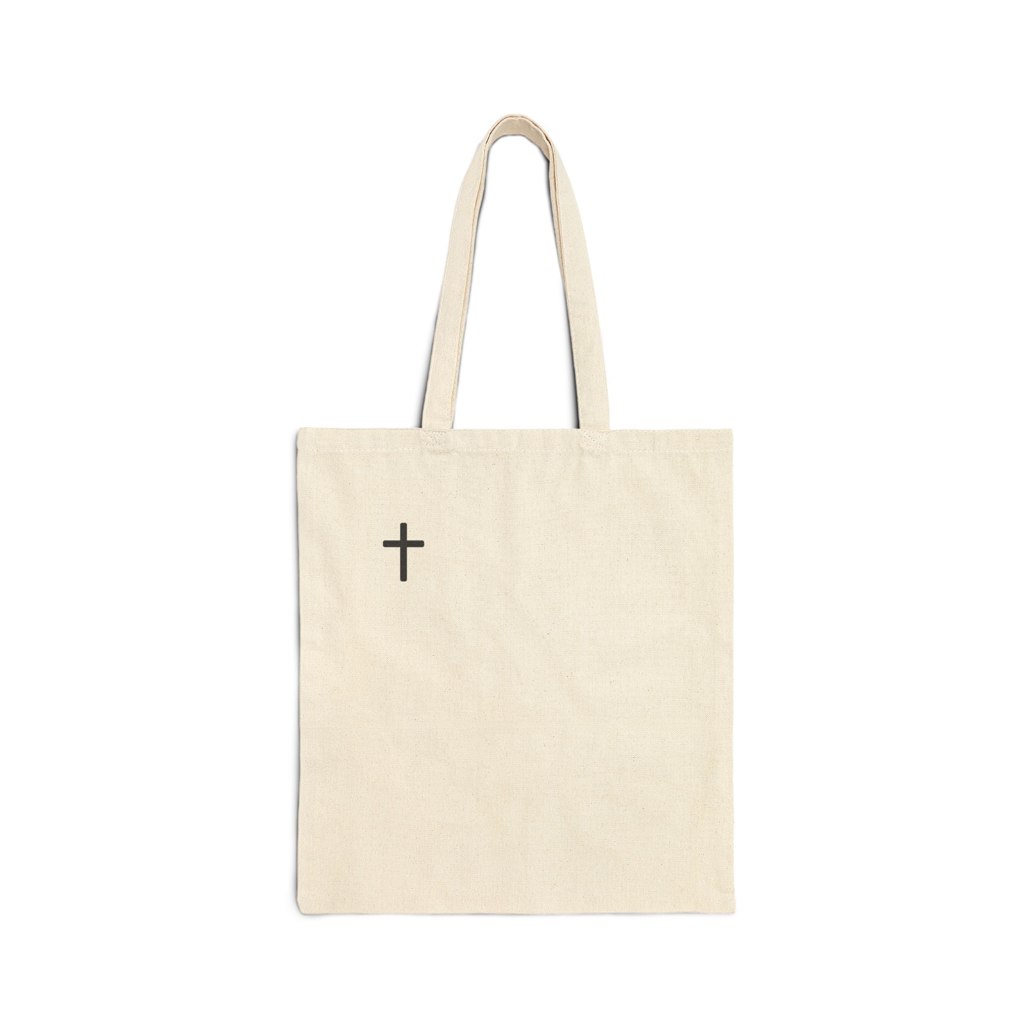 Canvas Tote Bag with Minimal Cross Accent — Simple Religious Everyday Shopper