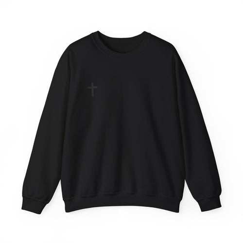 Cross Chest Crewneck Sweatshirt - Minimal Small Cross Christian Pullover