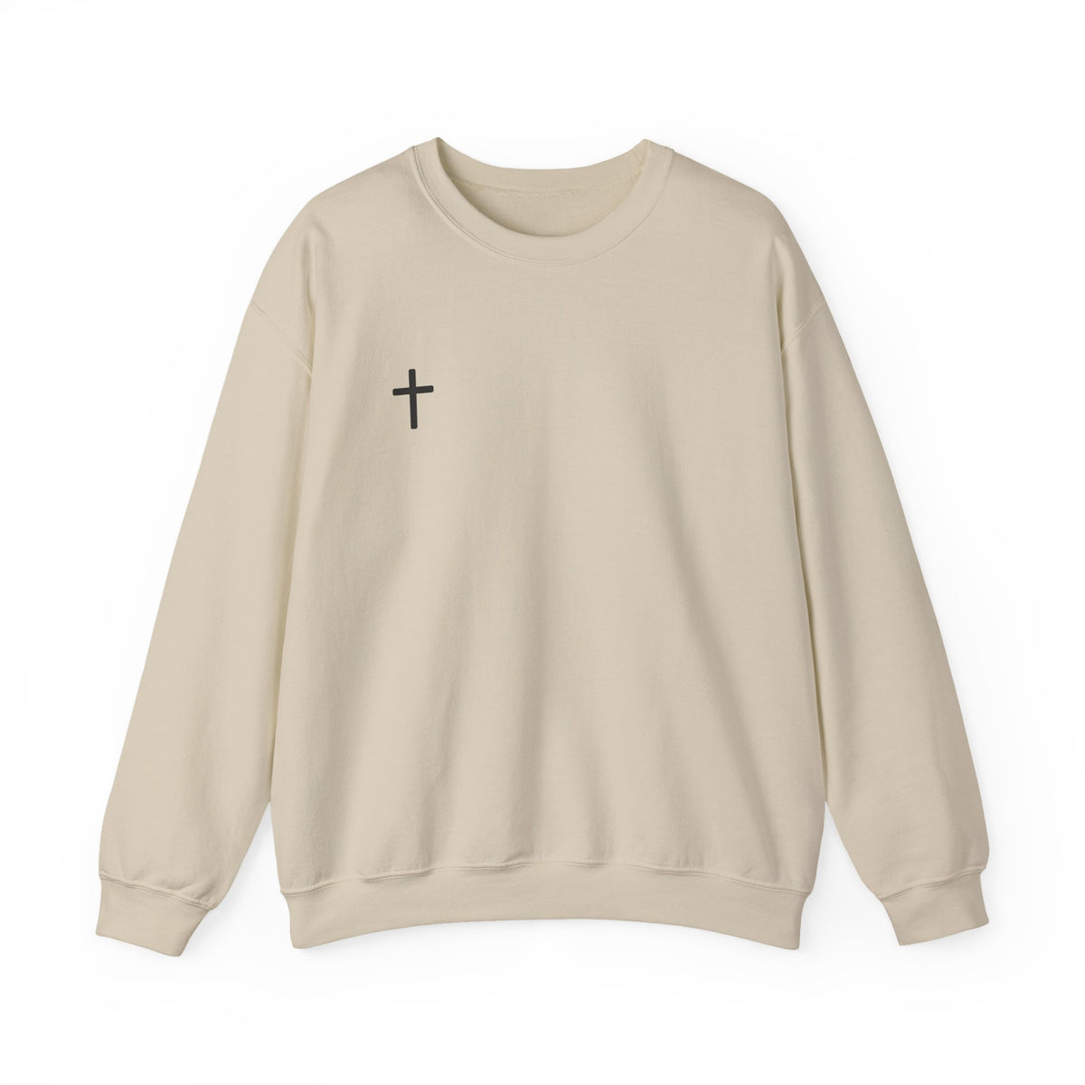 Cross Chest Crewneck Sweatshirt - Minimal Small Cross Christian Pullover