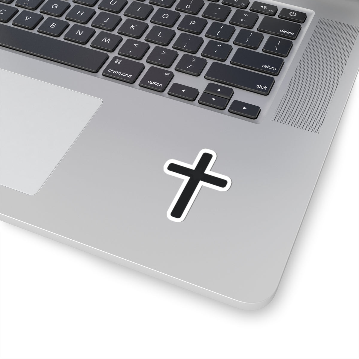 Minimal Cross Sticker — Small Kiss-Cut Christian Faith Decal for Laptops & Water Bottles