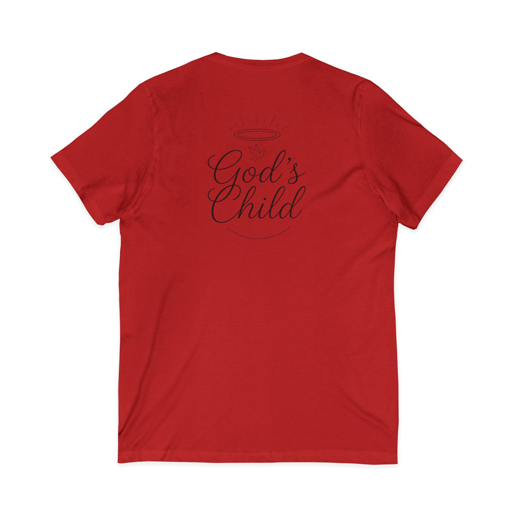God's Child V-Neck Tee — Minimal Cross Christian Faith T-Shirt