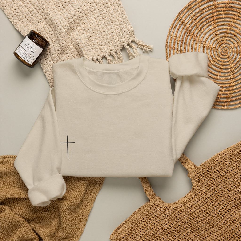 Minimal Tiny Cross Crewneck Sweatshirt