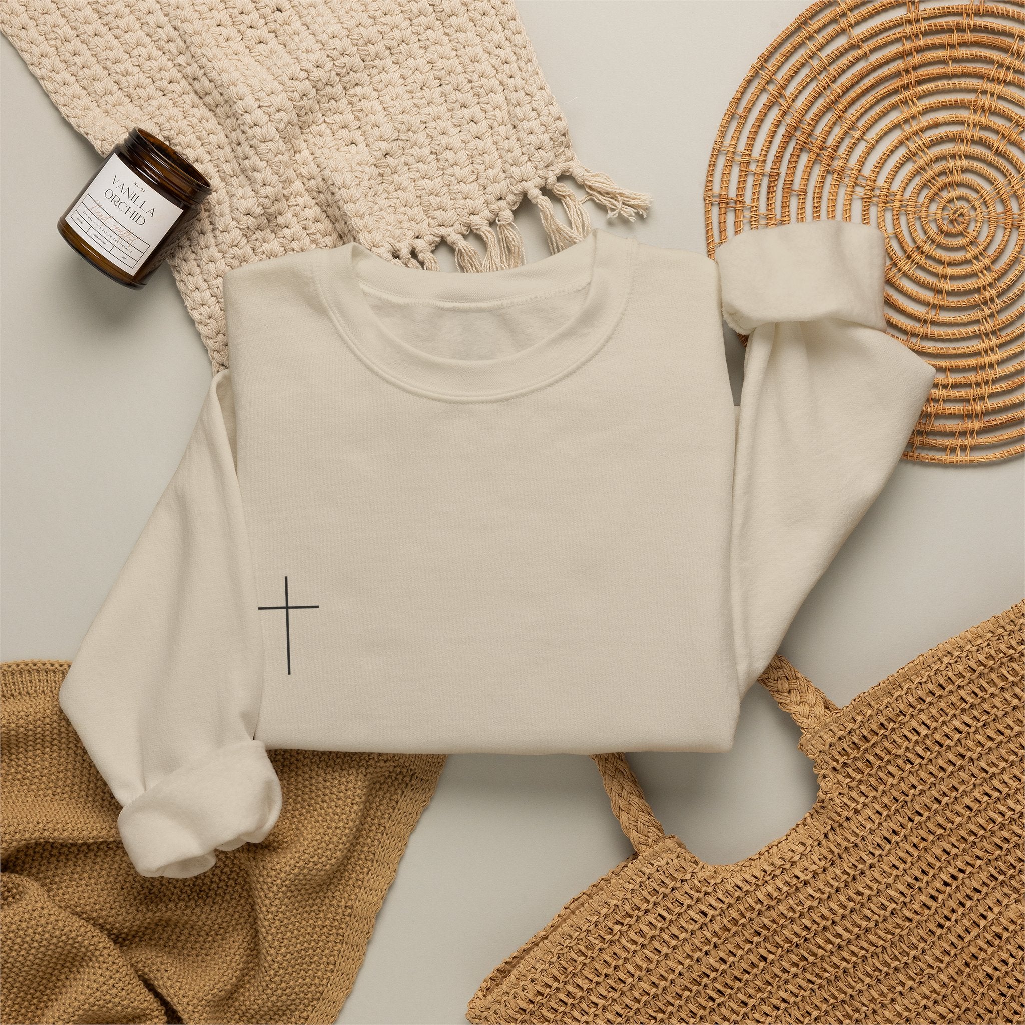 Minimal Tiny Cross Crewneck Sweatshirt