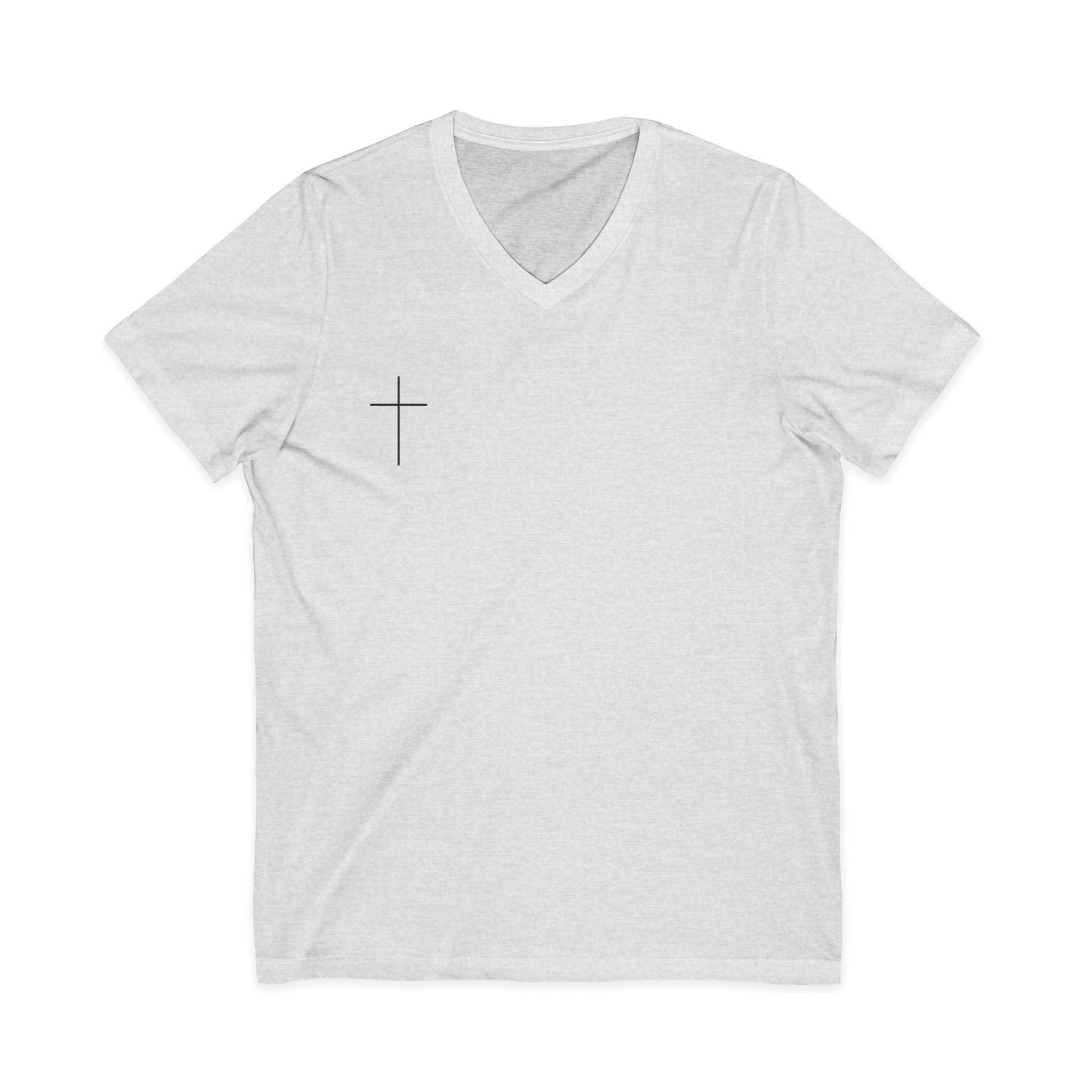 God's Child V-Neck Tee — Minimal Cross Christian Faith T-Shirt