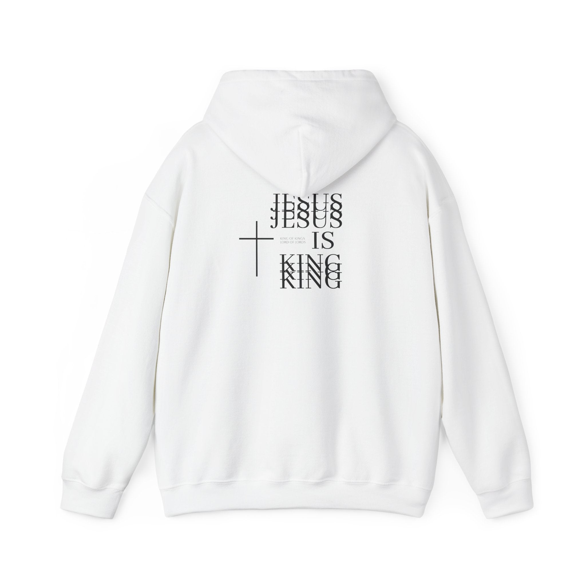 Jesus Is King Hoodie — Minimal Cross Christian Faith Sweatshirt