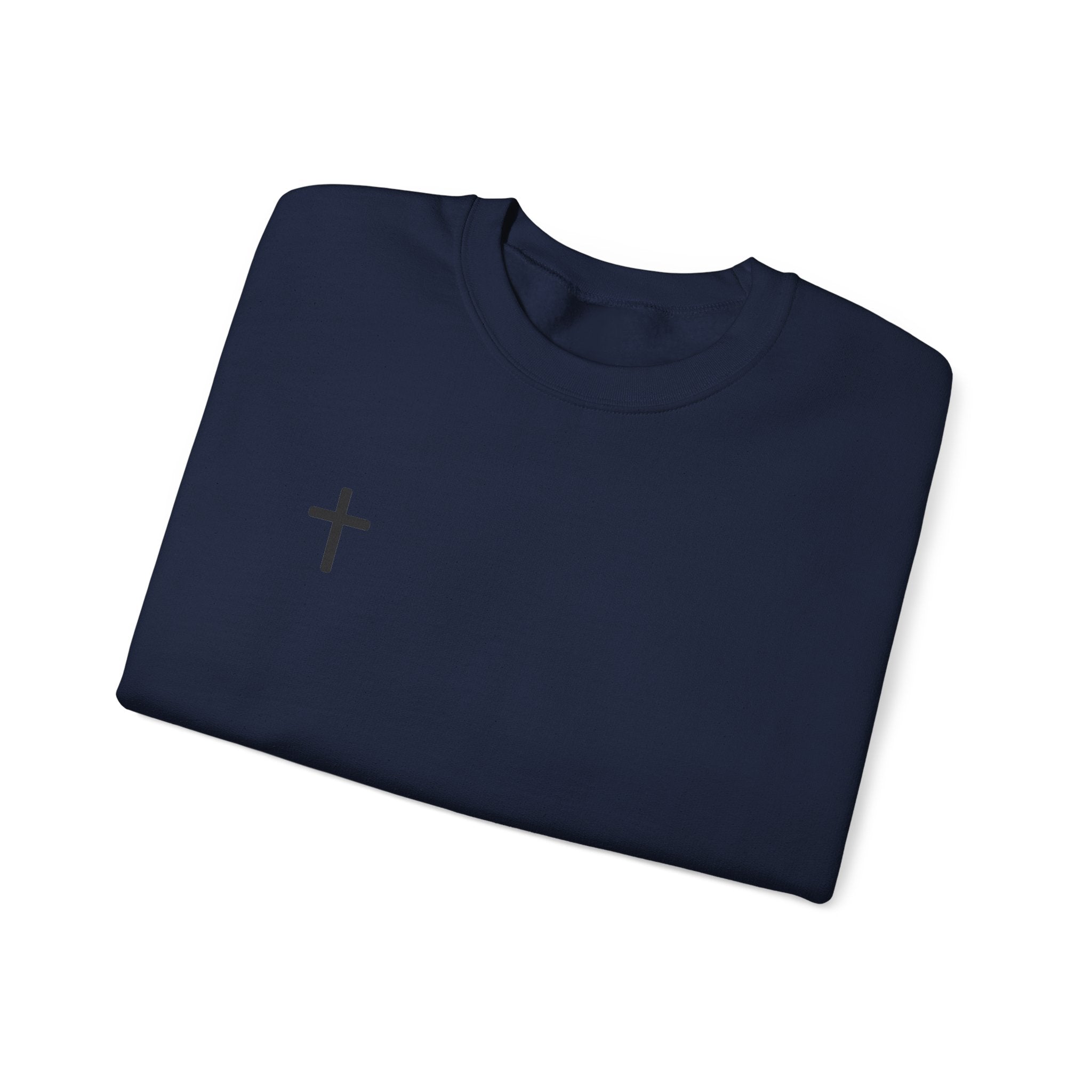 Cross Chest Crewneck Sweatshirt - Minimal Small Cross Christian Pullover