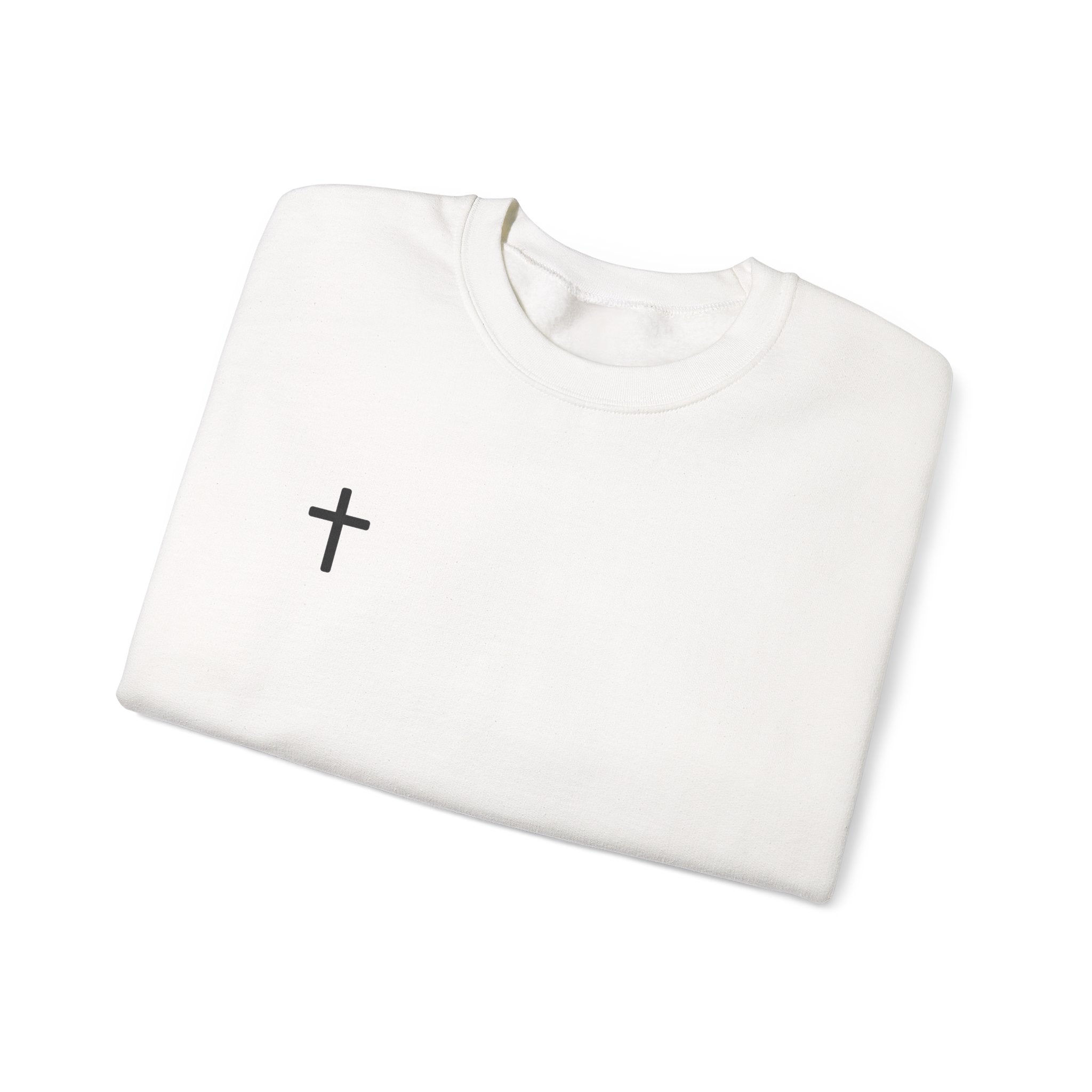 Cross Chest Crewneck Sweatshirt - Minimal Small Cross Christian Pullover