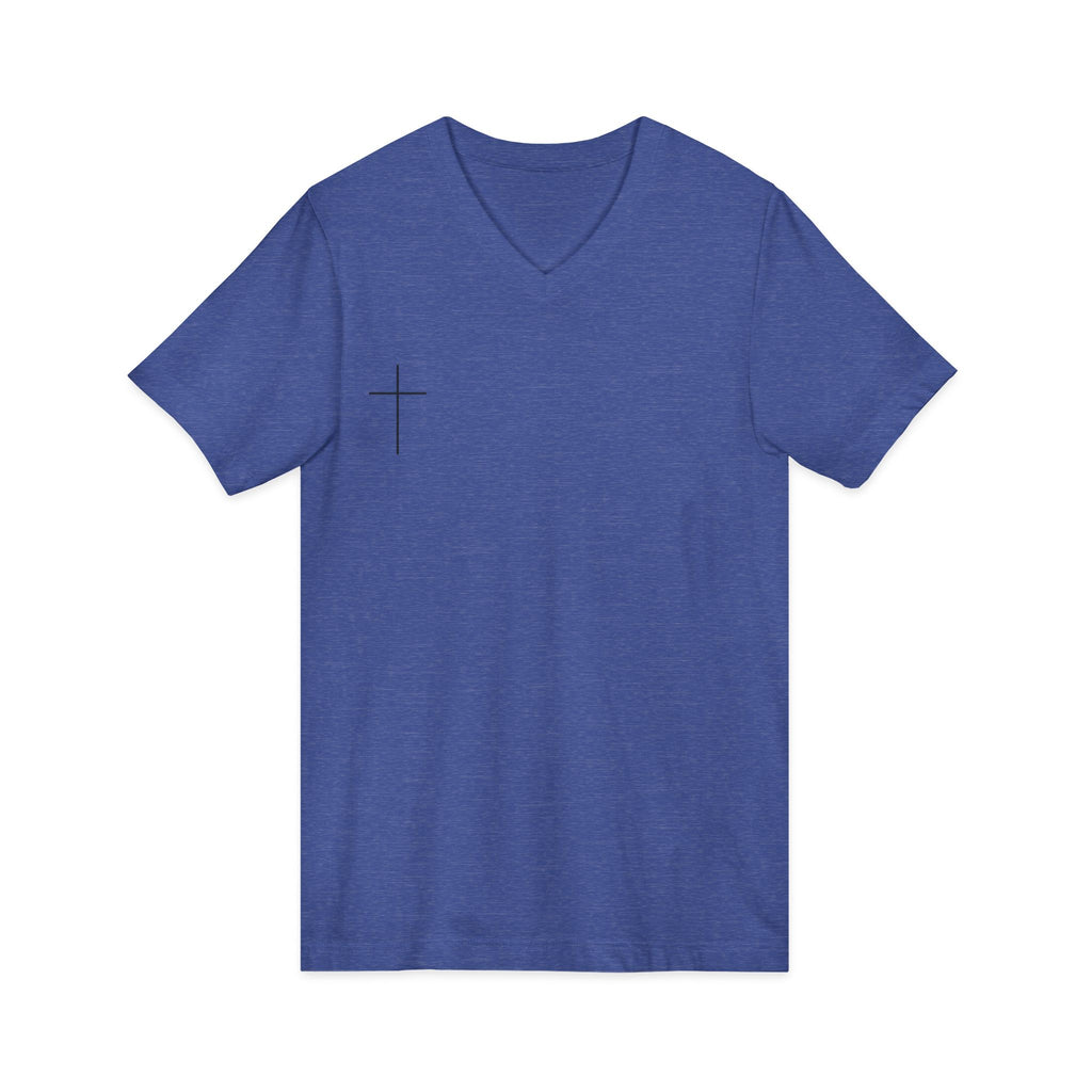 God's Child V-Neck Tee — Minimal Cross Christian Faith T-Shirt