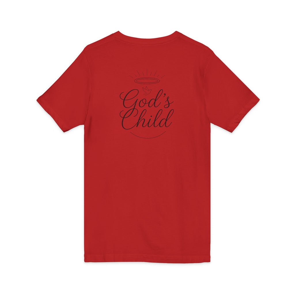 God's Child V-Neck Tee — Minimal Cross Christian Faith T-Shirt