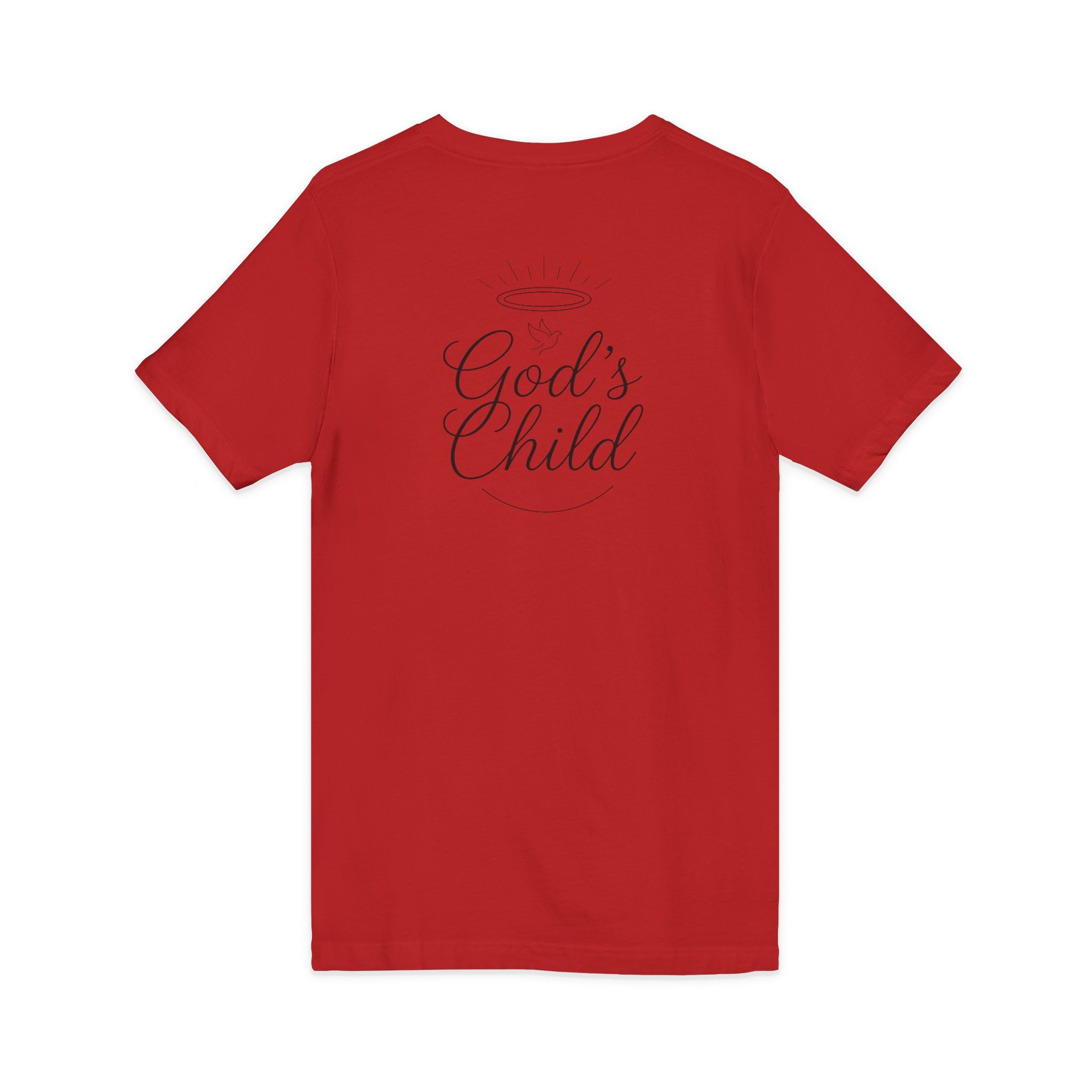 God's Child V-Neck Tee — Minimal Cross Christian Faith T-Shirt