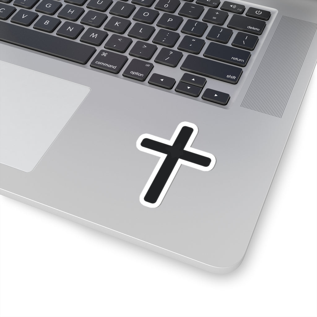 Minimal Cross Sticker — Small Kiss-Cut Christian Faith Decal for Laptops & Water Bottles