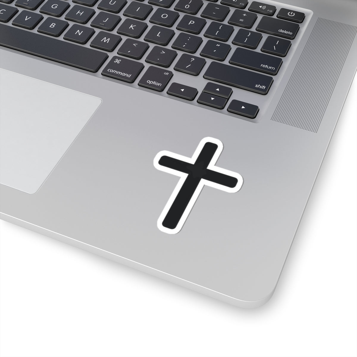 Minimal Cross Sticker — Small Kiss-Cut Christian Faith Decal for Laptops & Water Bottles