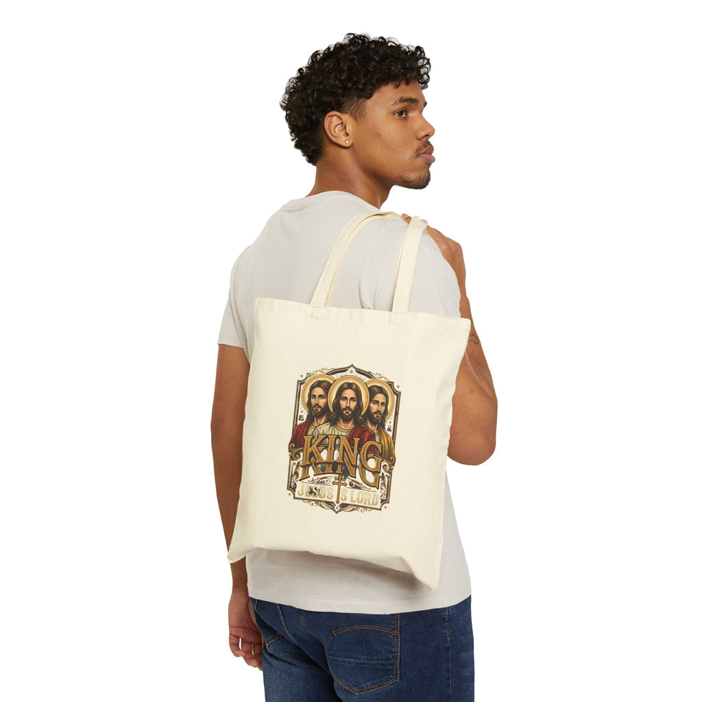 Canvas Tote Bag with Minimal Cross Accent — Simple Religious Everyday Shopper