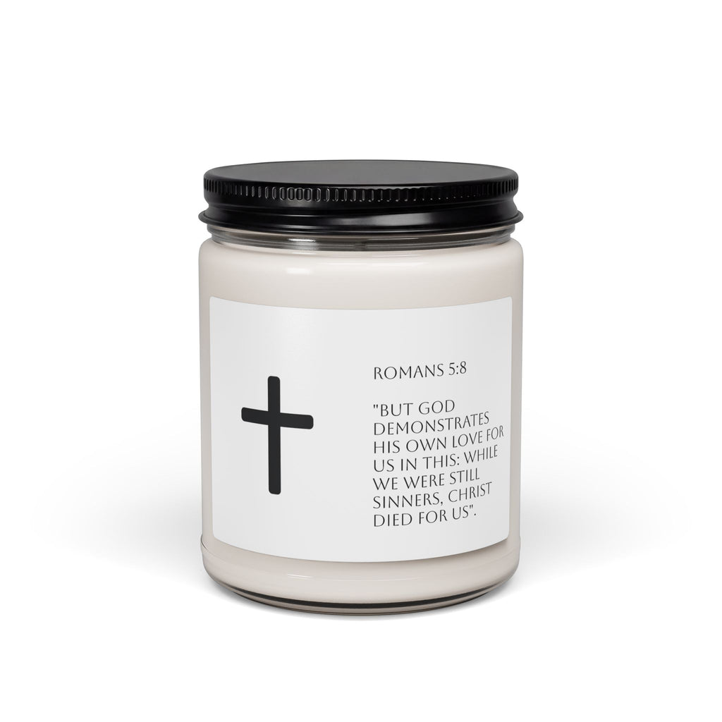 Minimal Cross Soy Candle – 9oz Scented Jar (Christian Gift)