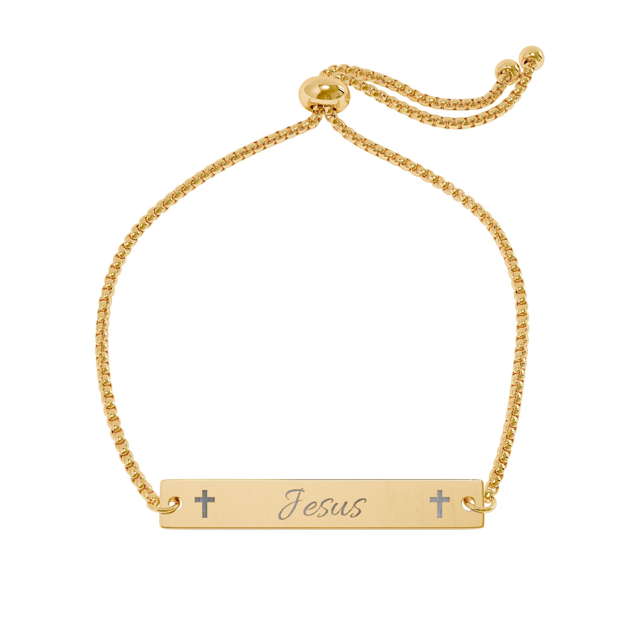 Engravable Adjustable Bar Bracelet — Personalized Gold or Rose Stainless Steel
