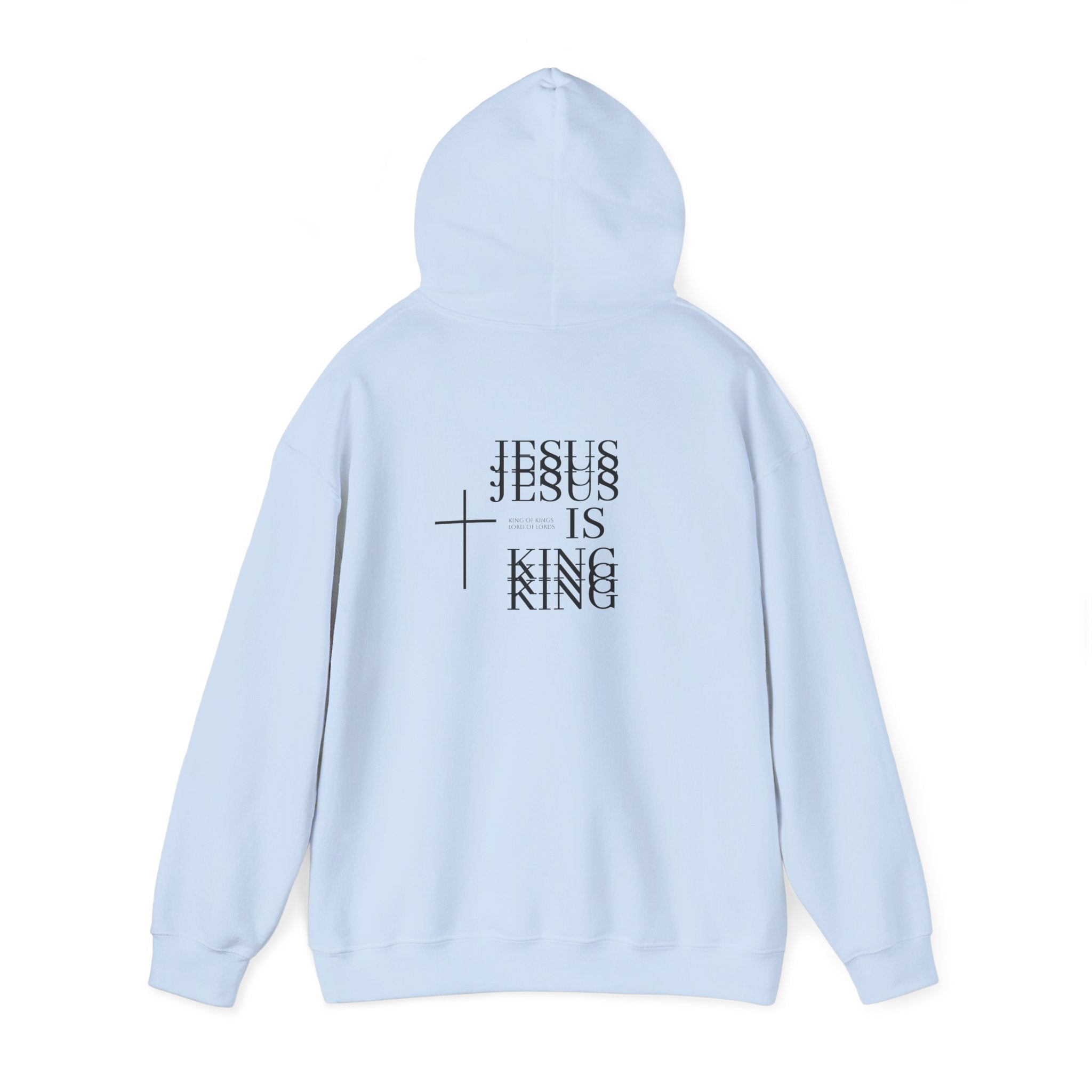 Jesus Is King Hoodie — Minimal Cross Christian Faith Sweatshirt