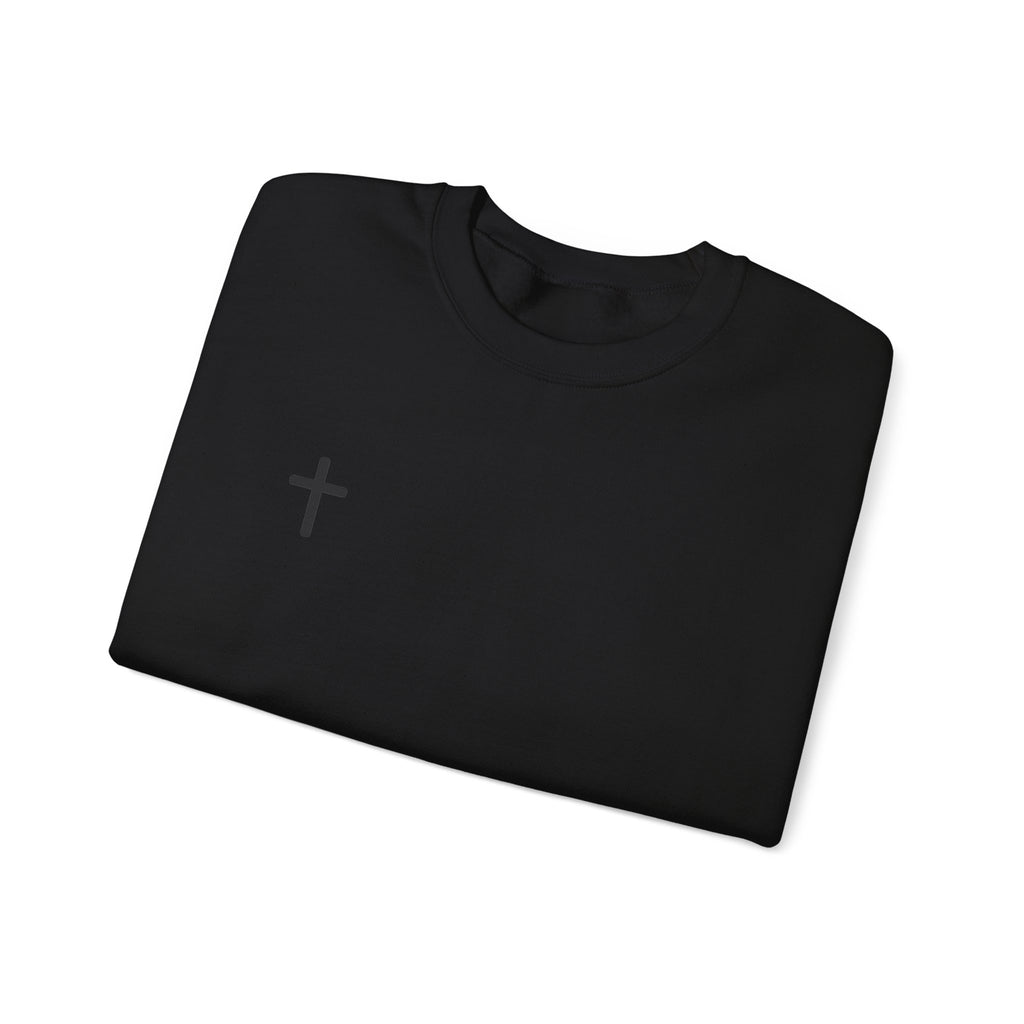 Cross Chest Crewneck Sweatshirt - Minimal Small Cross Christian Pullover
