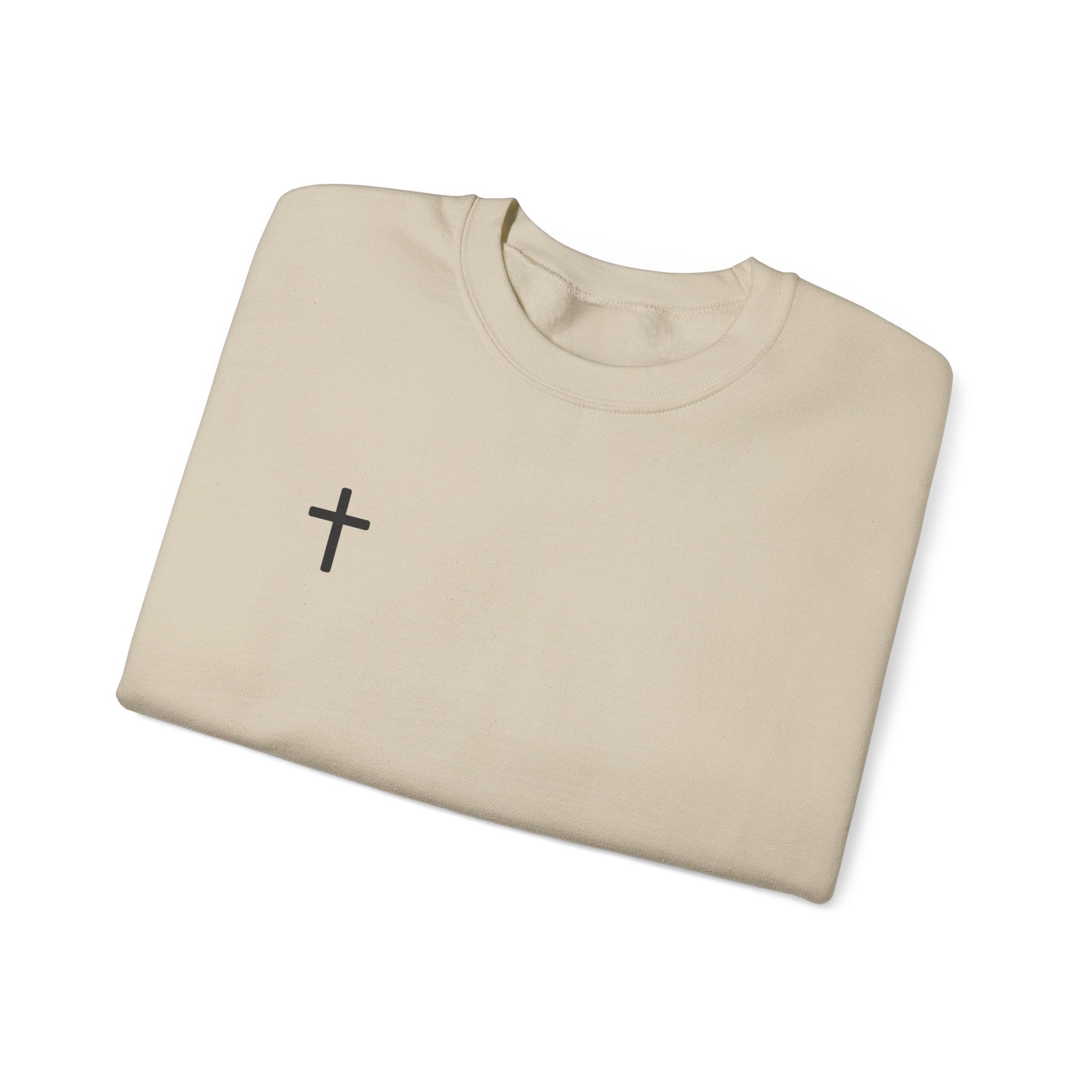 Cross Chest Crewneck Sweatshirt - Minimal Small Cross Christian Pullover