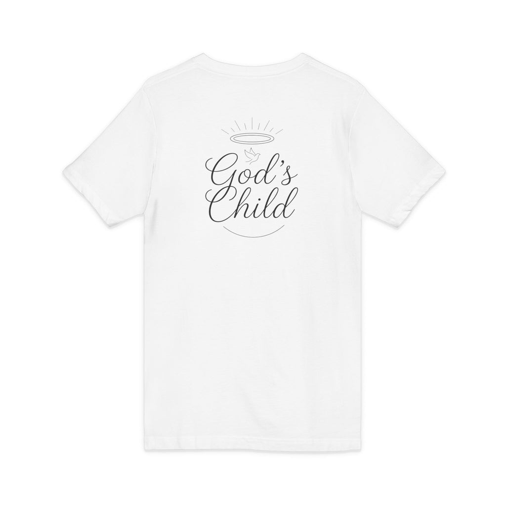 God's Child V-Neck Tee — Minimal Cross Christian Faith T-Shirt