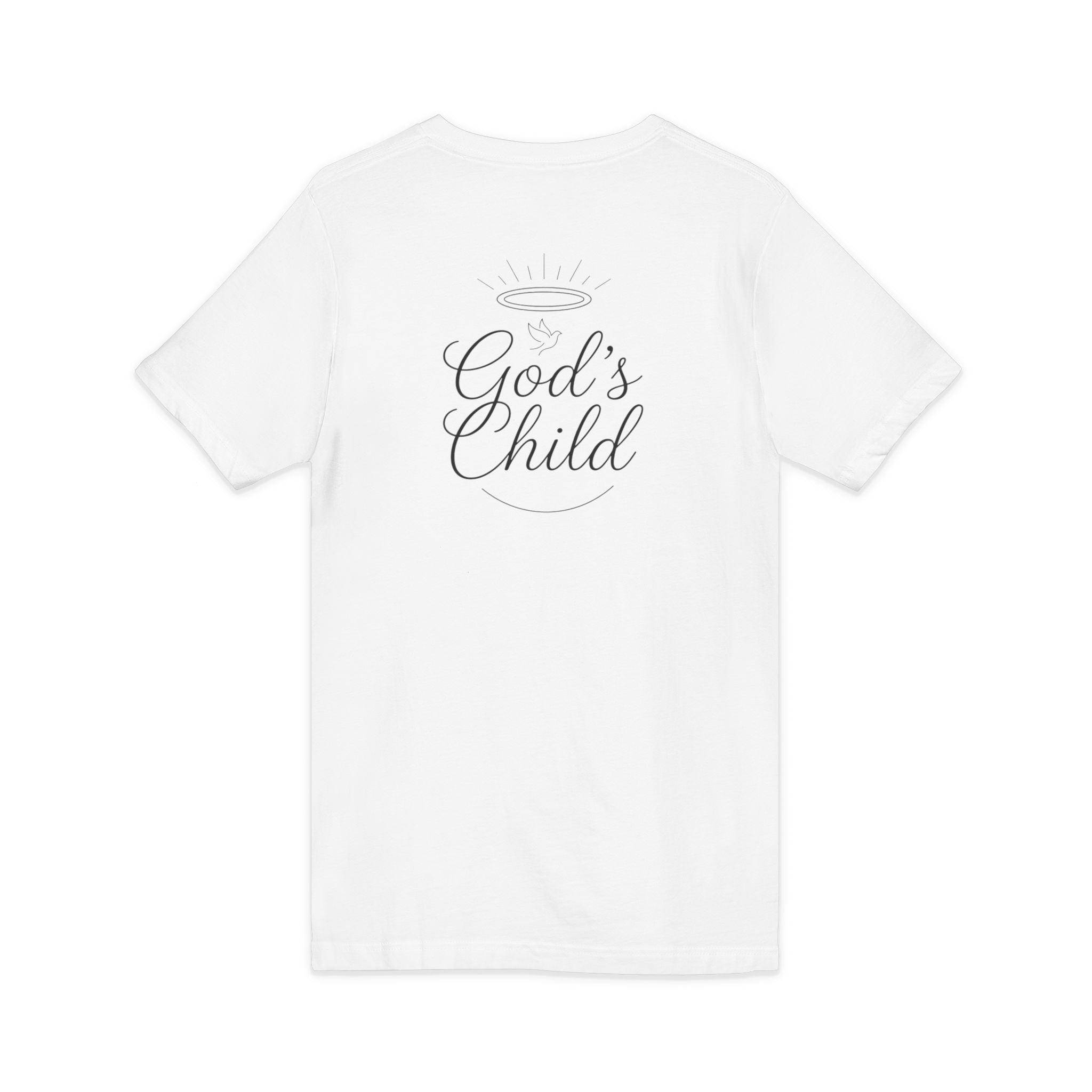 God's Child V-Neck Tee — Minimal Cross Christian Faith T-Shirt