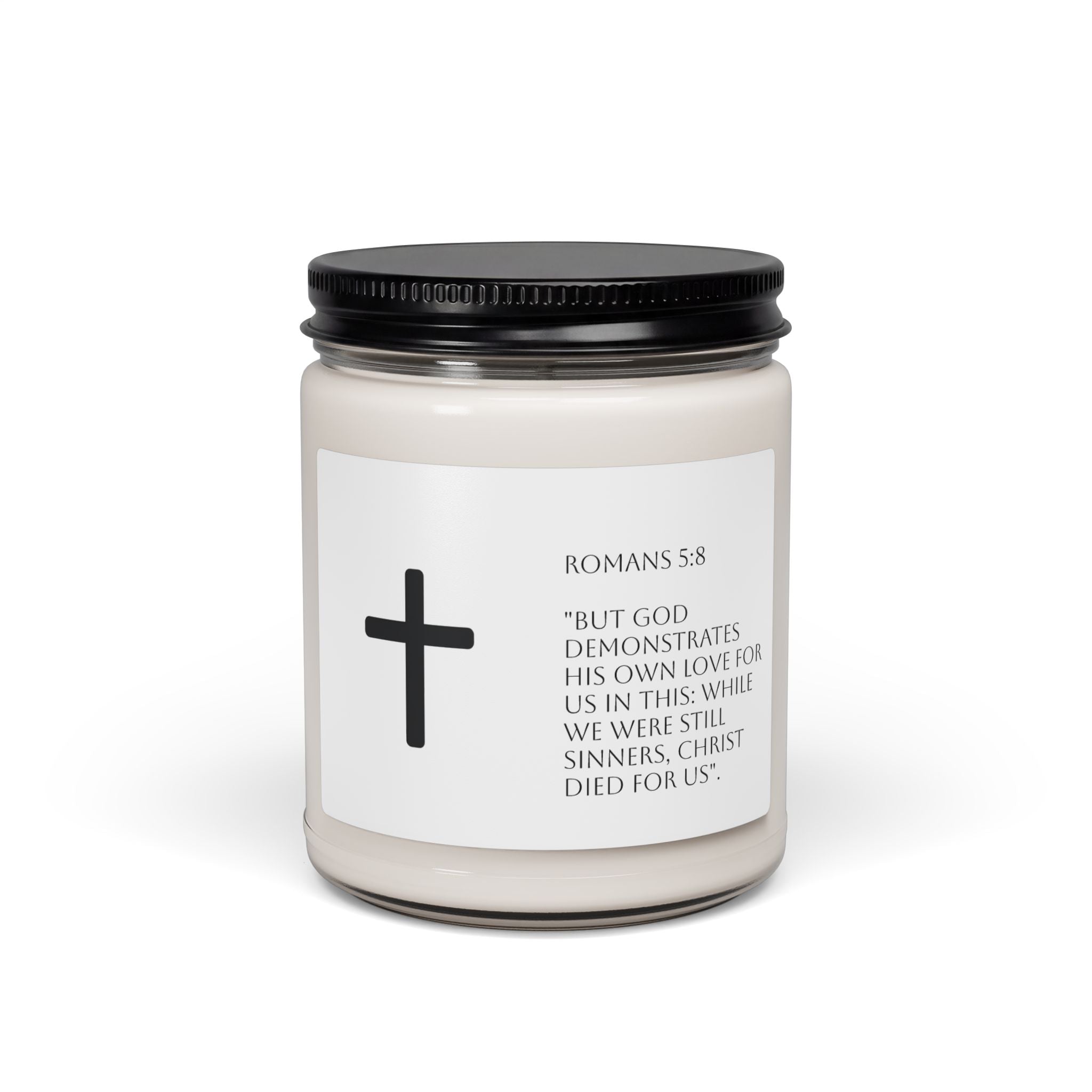 Minimal Cross Soy Candle – 9oz Scented Jar (Christian Gift)
