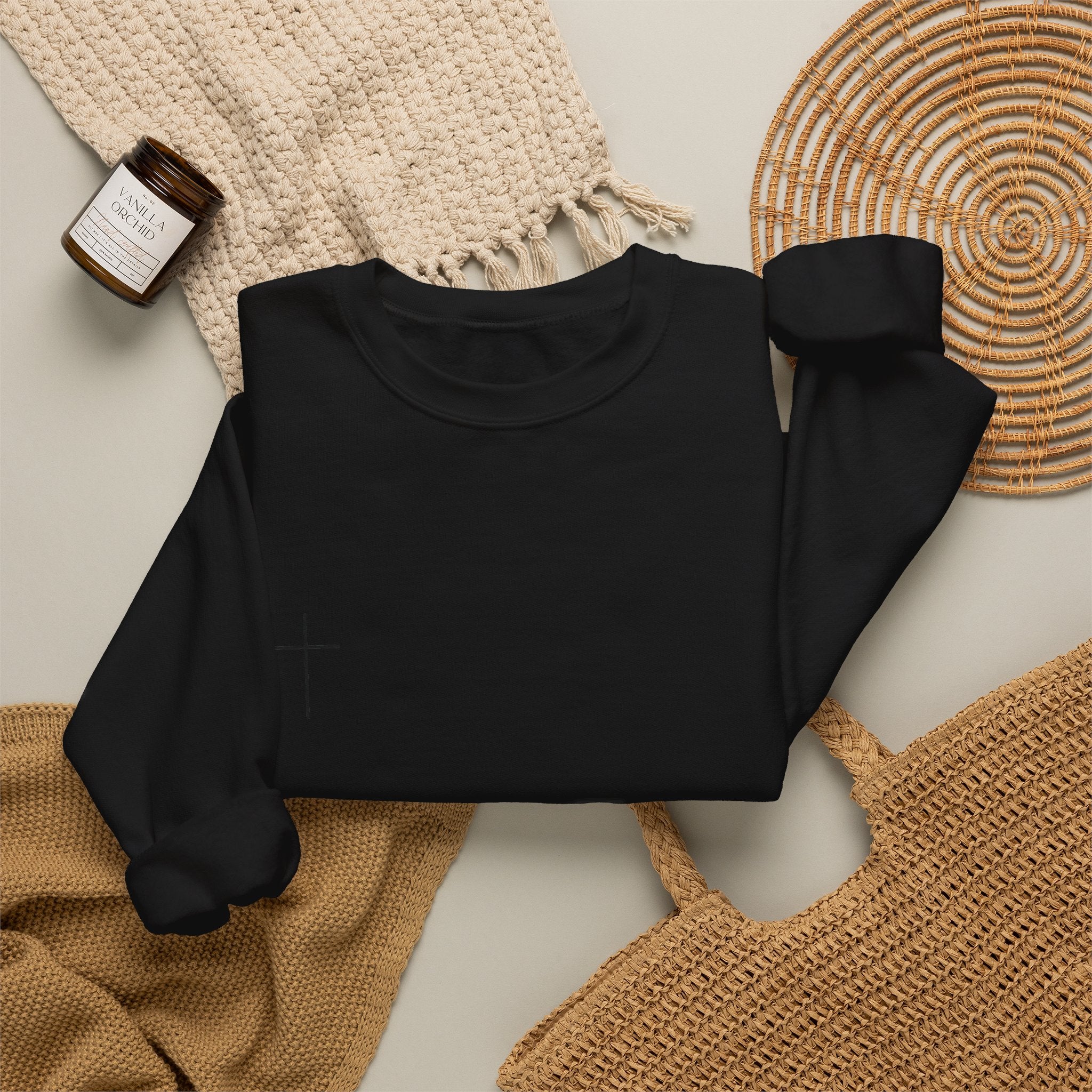 Minimal Tiny Cross Crewneck Sweatshirt