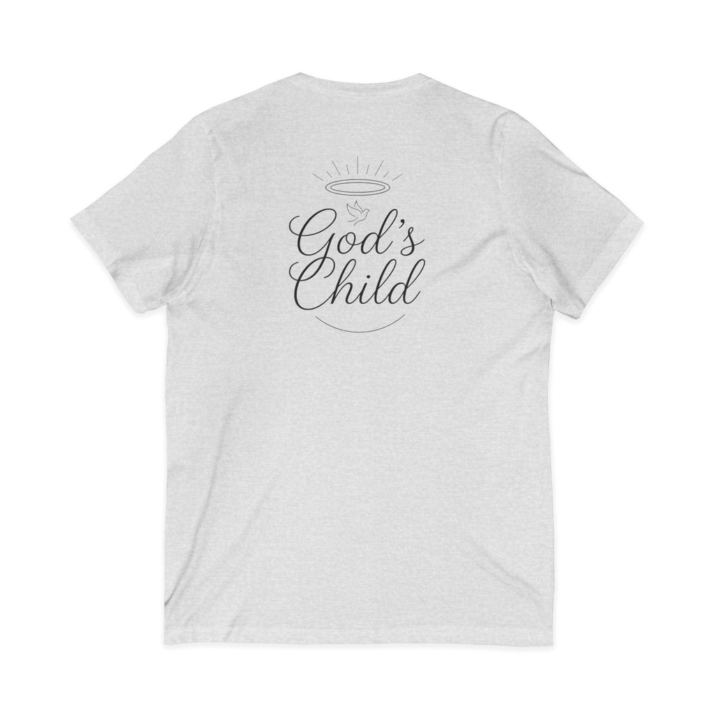 God's Child V-Neck Tee — Minimal Cross Christian Faith T-Shirt