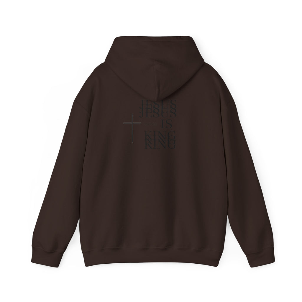 Jesus Is King Hoodie — Minimal Cross Christian Faith Sweatshirt
