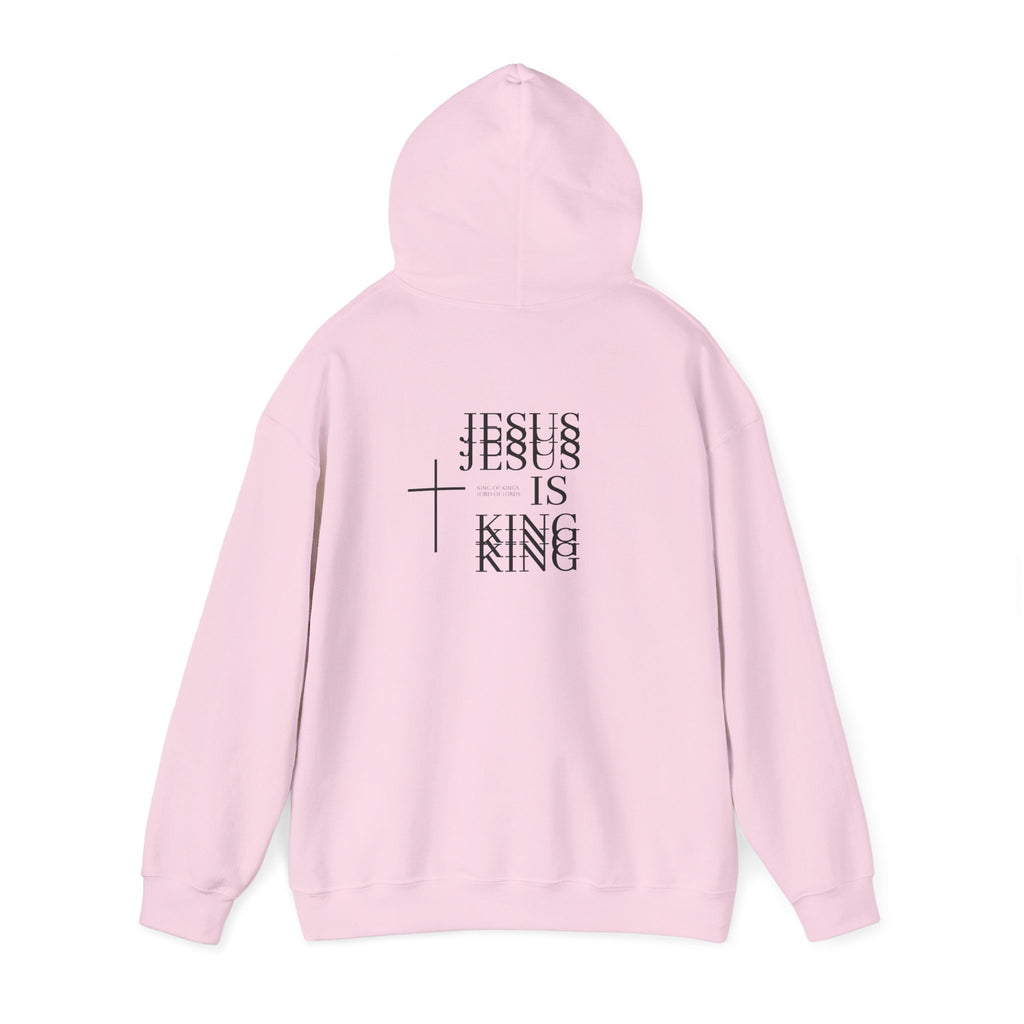 Jesus Is King Hoodie — Minimal Cross Christian Faith Sweatshirt