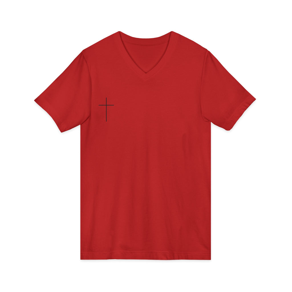 God's Child V-Neck Tee — Minimal Cross Christian Faith T-Shirt