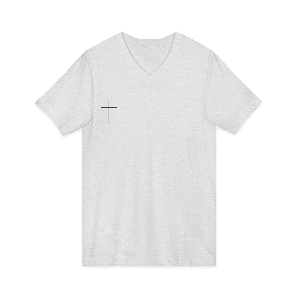God's Child V-Neck Tee — Minimal Cross Christian Faith T-Shirt