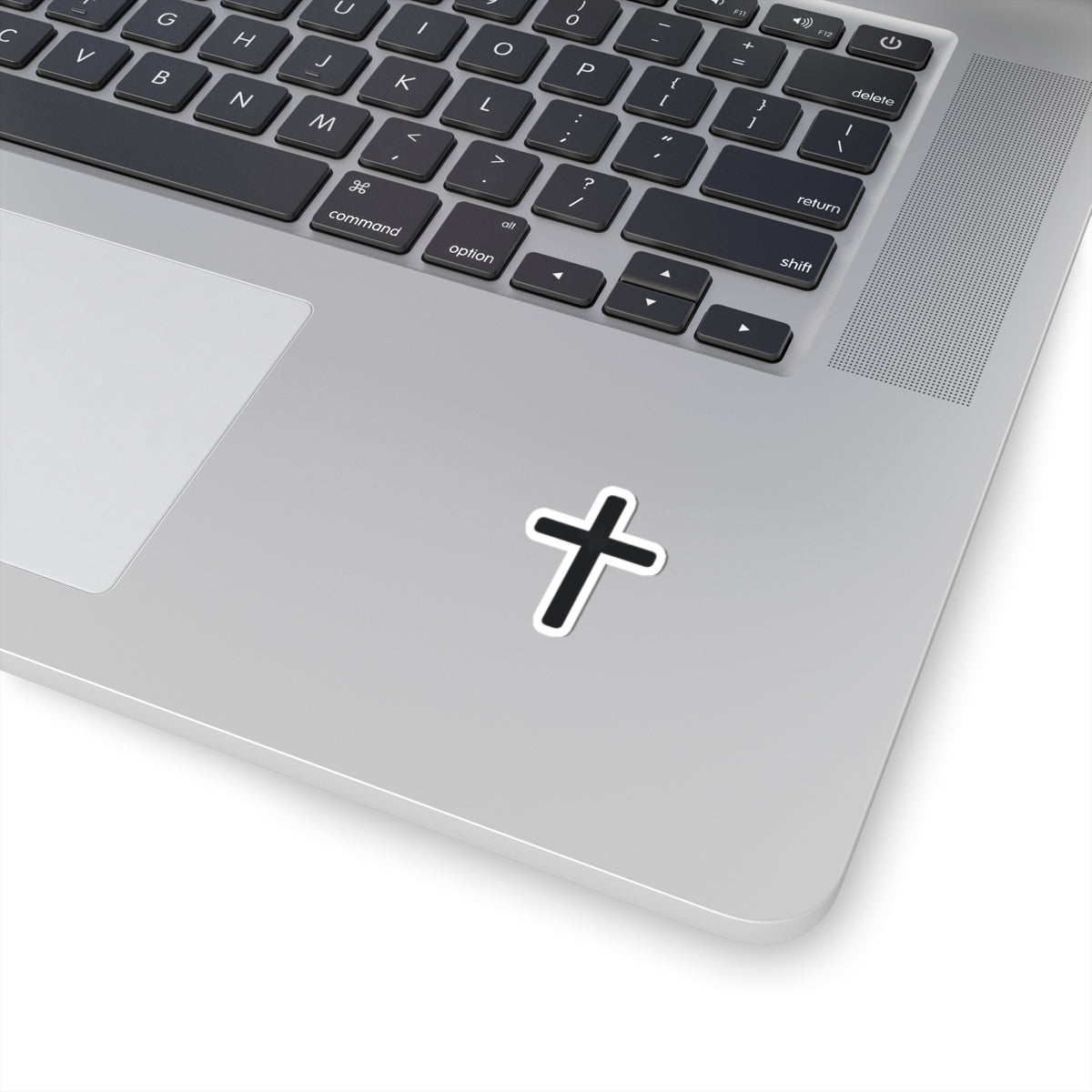 Minimal Cross Sticker — Small Kiss-Cut Christian Faith Decal for Laptops & Water Bottles