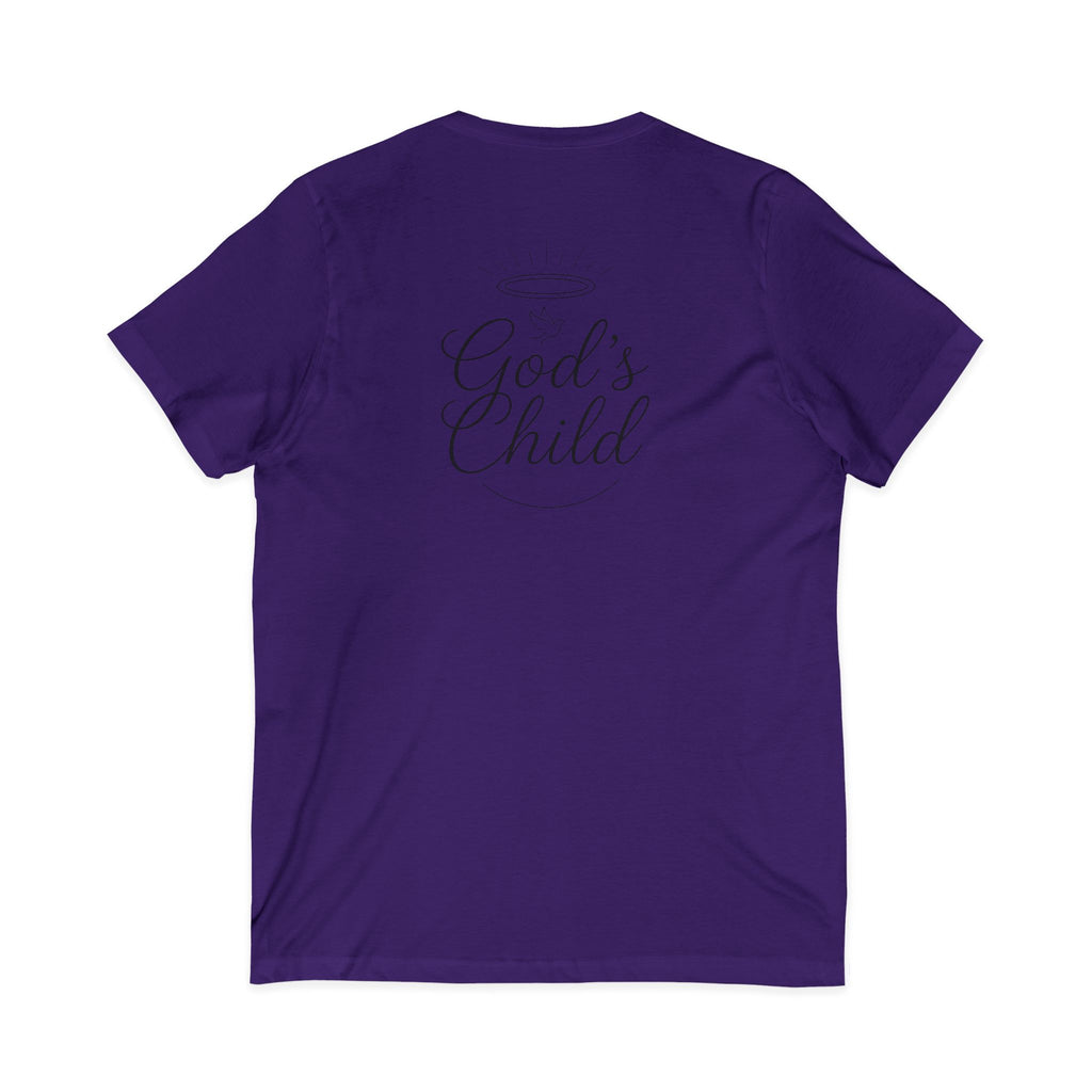 God's Child V-Neck Tee — Minimal Cross Christian Faith T-Shirt